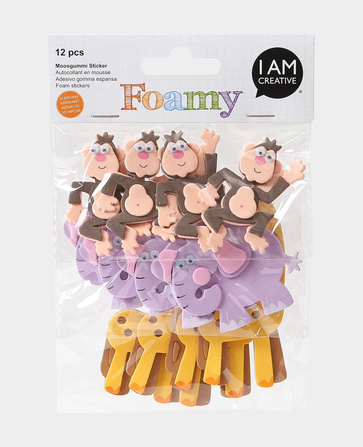 Autocollants en mousse Animaux sauvages I, 5,5-9,5 cm, 12 p.
