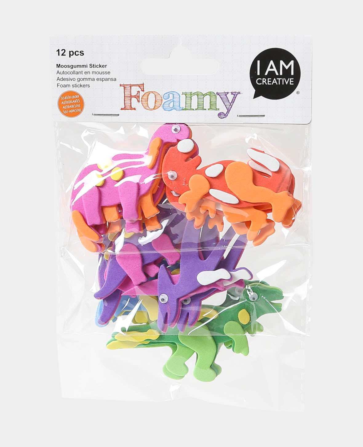Stickers en mousse dinosaures, 7 x 3 cm, 12 pces