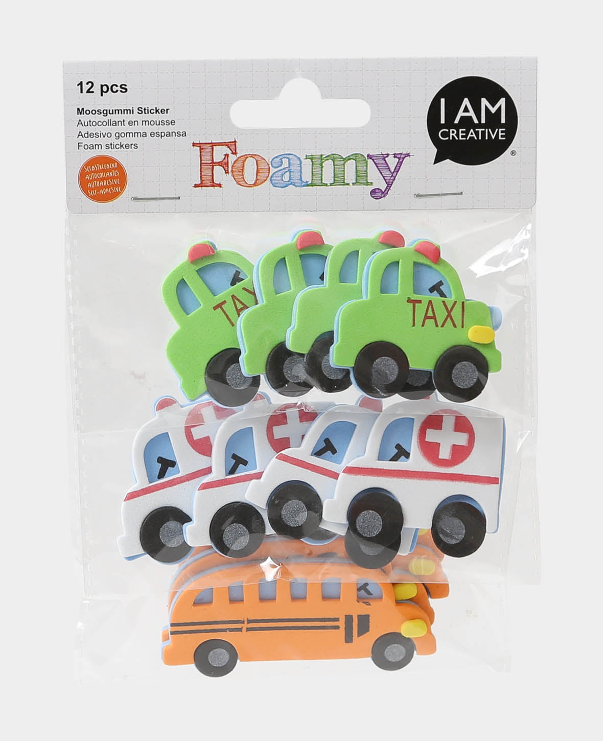 Autocollants en mousse Cars I, 4,2-7 cm, 12 p.