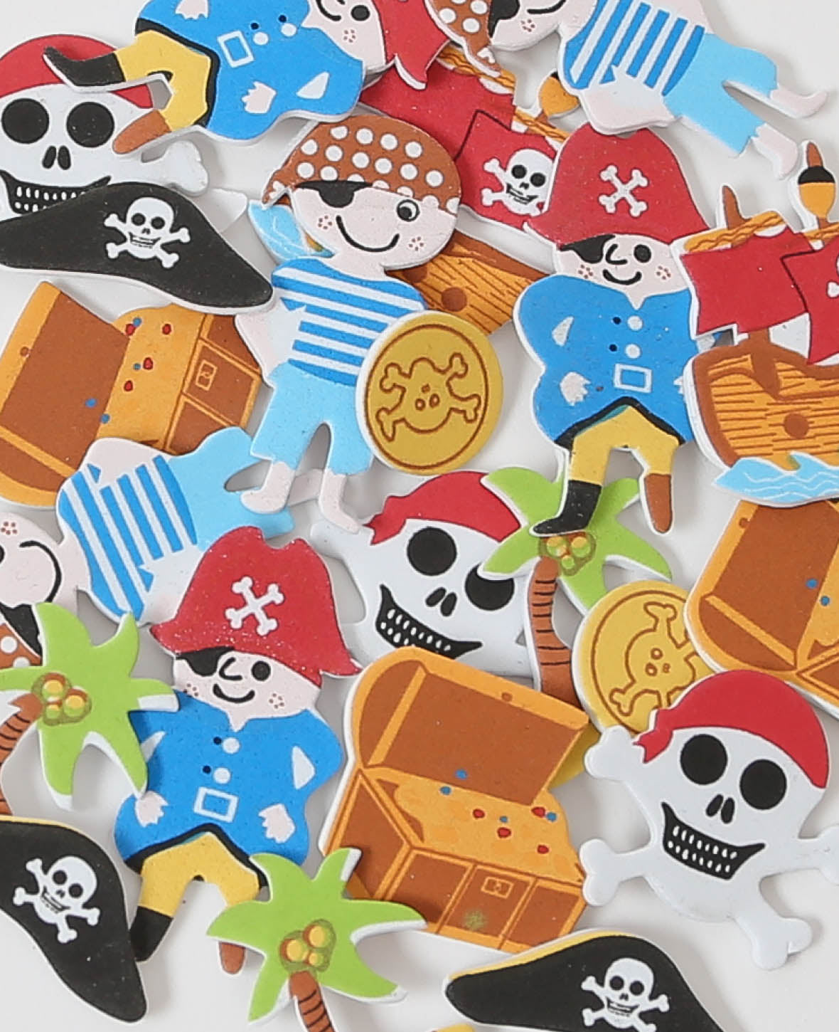 Foam Rubber Pirate Stickers, 2-5.5 cm, 36 pcs.