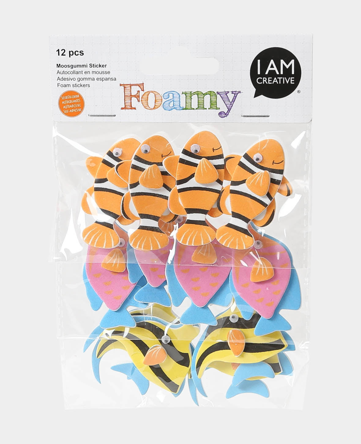 Moosgummi Sticker Fische, 5 x 3 cm, 12 Stk.