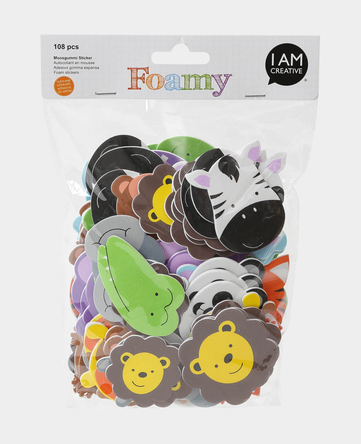 Foam Sticker Zoo Animals, 5.5 x 6 cm, 108 pcs.