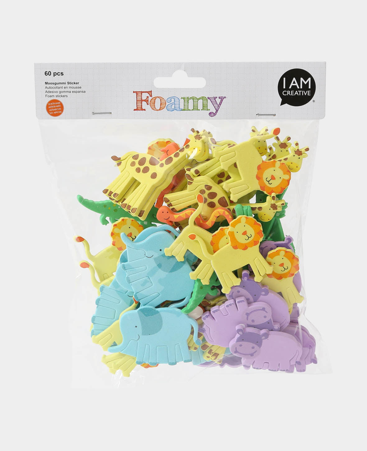 Foam Rubber Zoo Animals, 4-5.5 cm, 60 pcs.