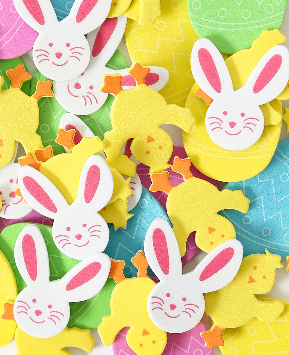 Foam rubber Easter / bunny / chick, approx. 2.9 - 4.3 cm, 44 pcs.