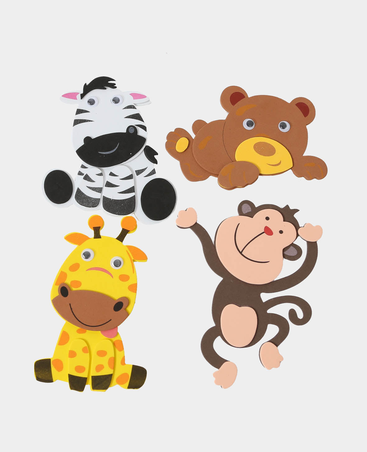 Moosgummi 3D Wild Animals, 16.5 x 12 cm, 4 pcs.