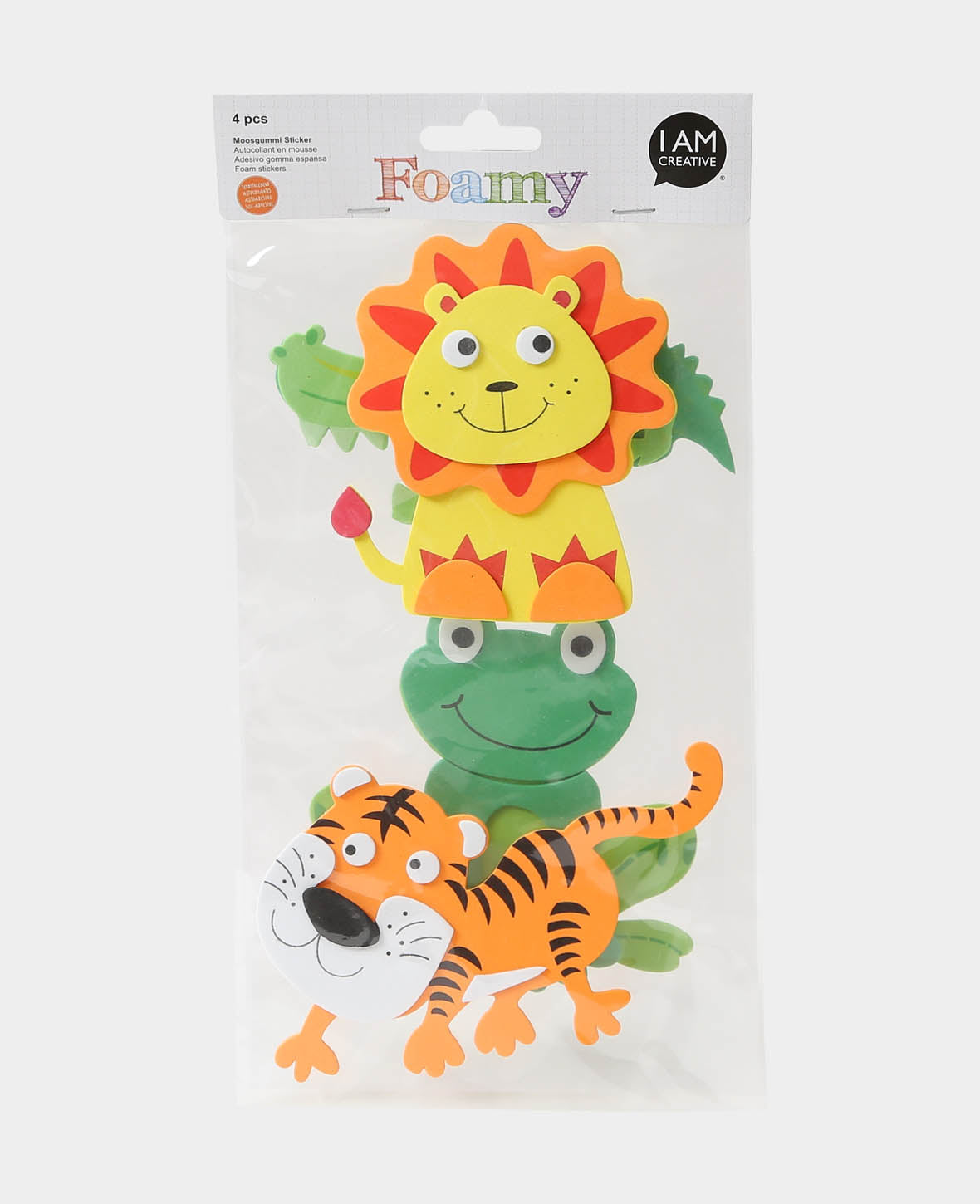 Foam Rubber 3D Wild Animals, 13.5 x 12 cm, 4 pcs.