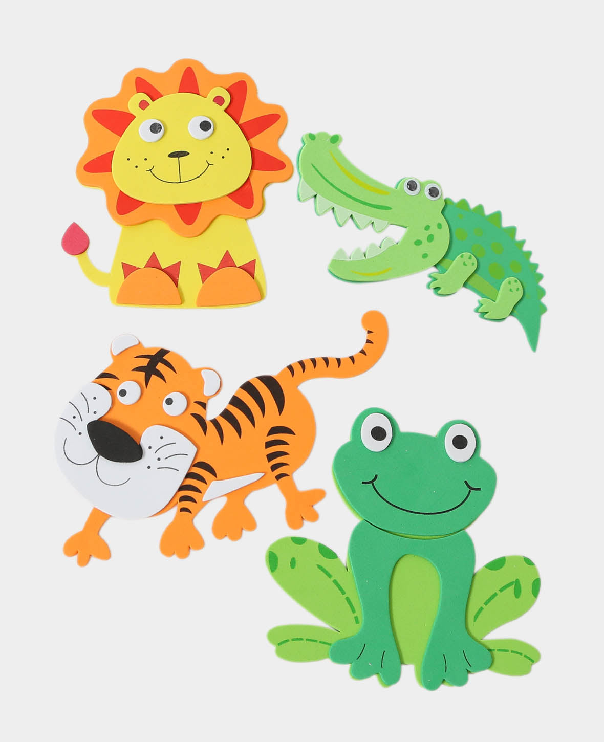 Foam Rubber 3D Wild Animals, 13.5 x 12 cm, 4 pcs.