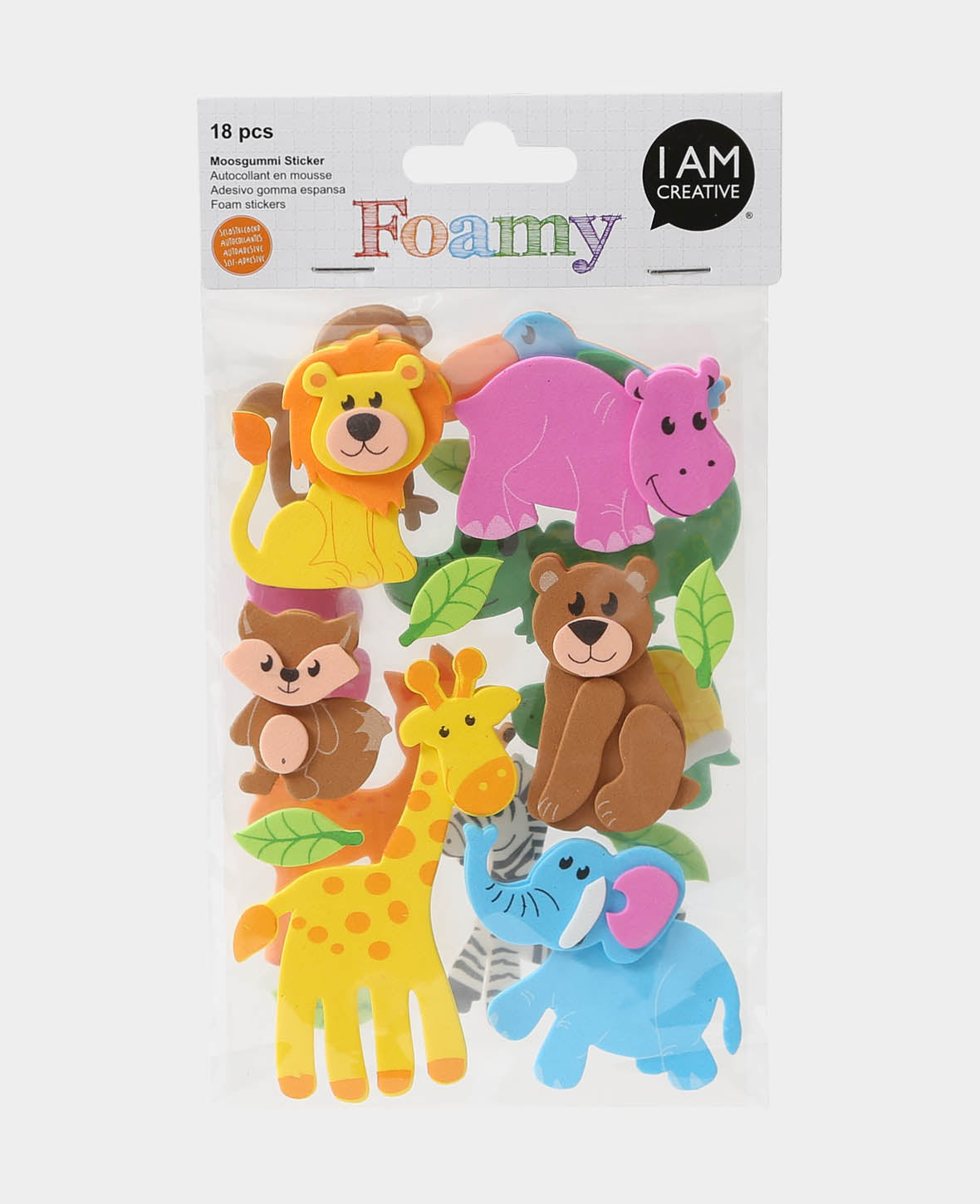 Foam Rubber 3D Wild Animals, 2.5-9.5 cm, 18 pcs.