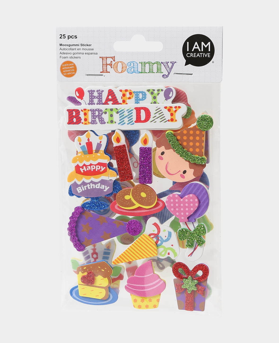 Foam Rubber 3D Party, with glitter, approx. 2.5-8.5 cm, 25 pcs.