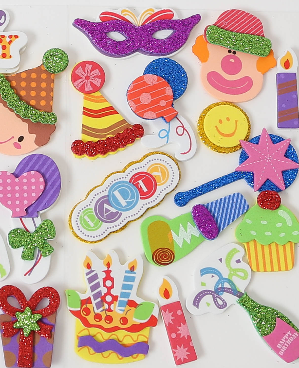 Foam Rubber 3D Party, with glitter, approx. 2.5-8.5 cm, 25 pcs.