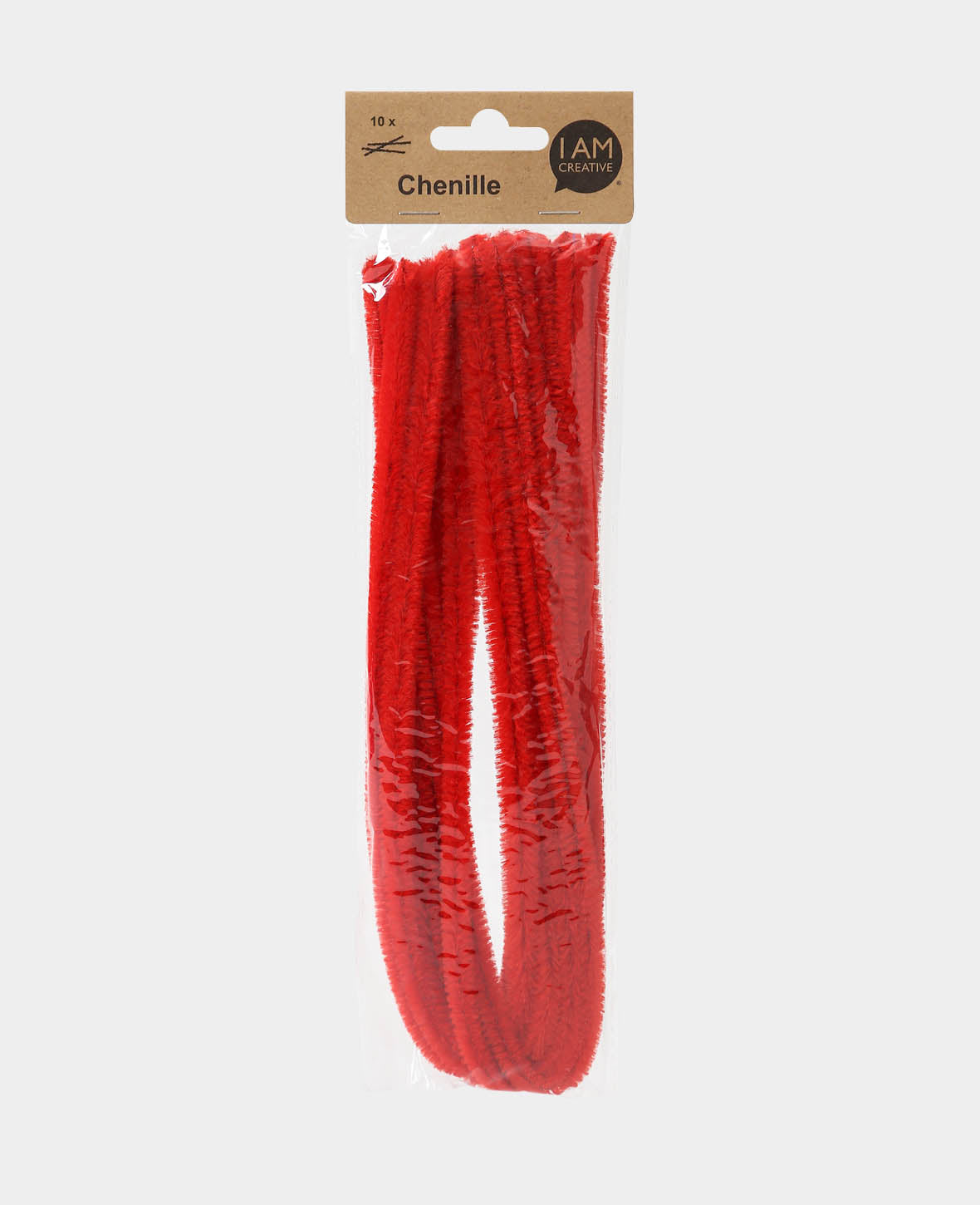 Fil chenille / cure-pipe, rouge, ø 9 mm x 50 cm, 10 pièces