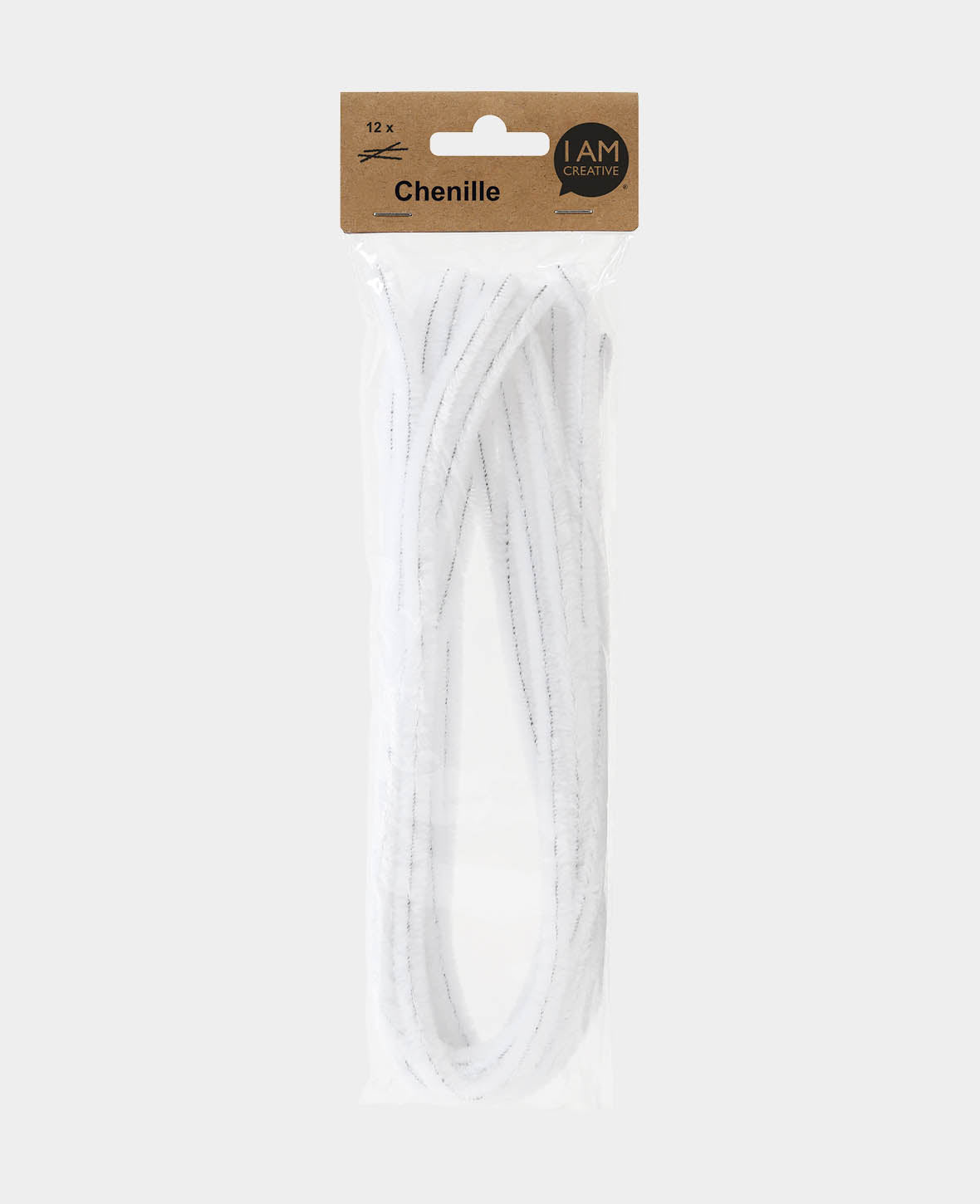 Fil chenille / cure-pipe, ø 9 mm x 50 cm, 12 pièces, blanc