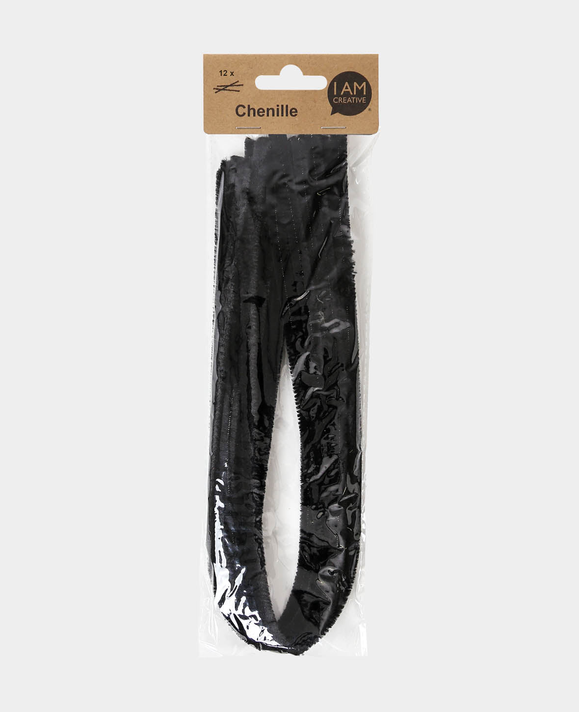 Fil chenille / cure-pipe, noir, ø 9 mm x 50 cm, 12 pièces