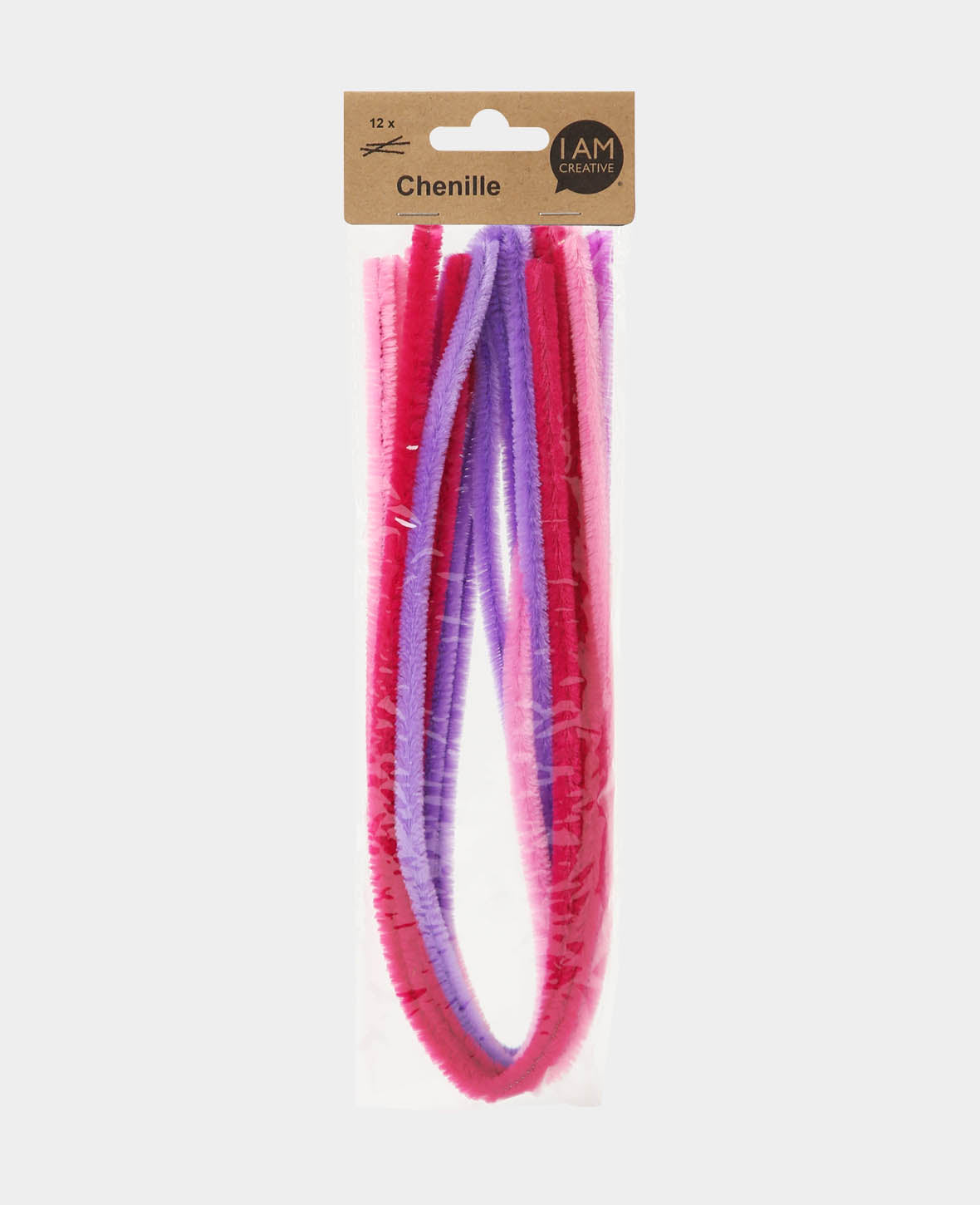 Fil chenille / cure-pipes, mélange de roses, ø 9 mm x 50 cm, 12 pièces