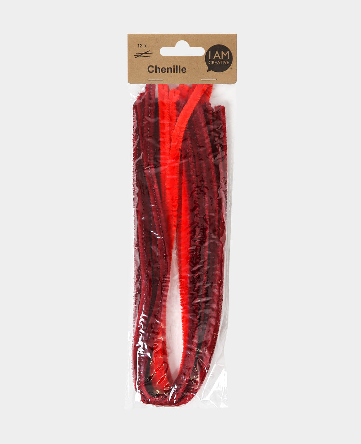 Fil chenille / cure-pipe, mélange rouge, ø 9 mm x 50 cm, 12 pièces