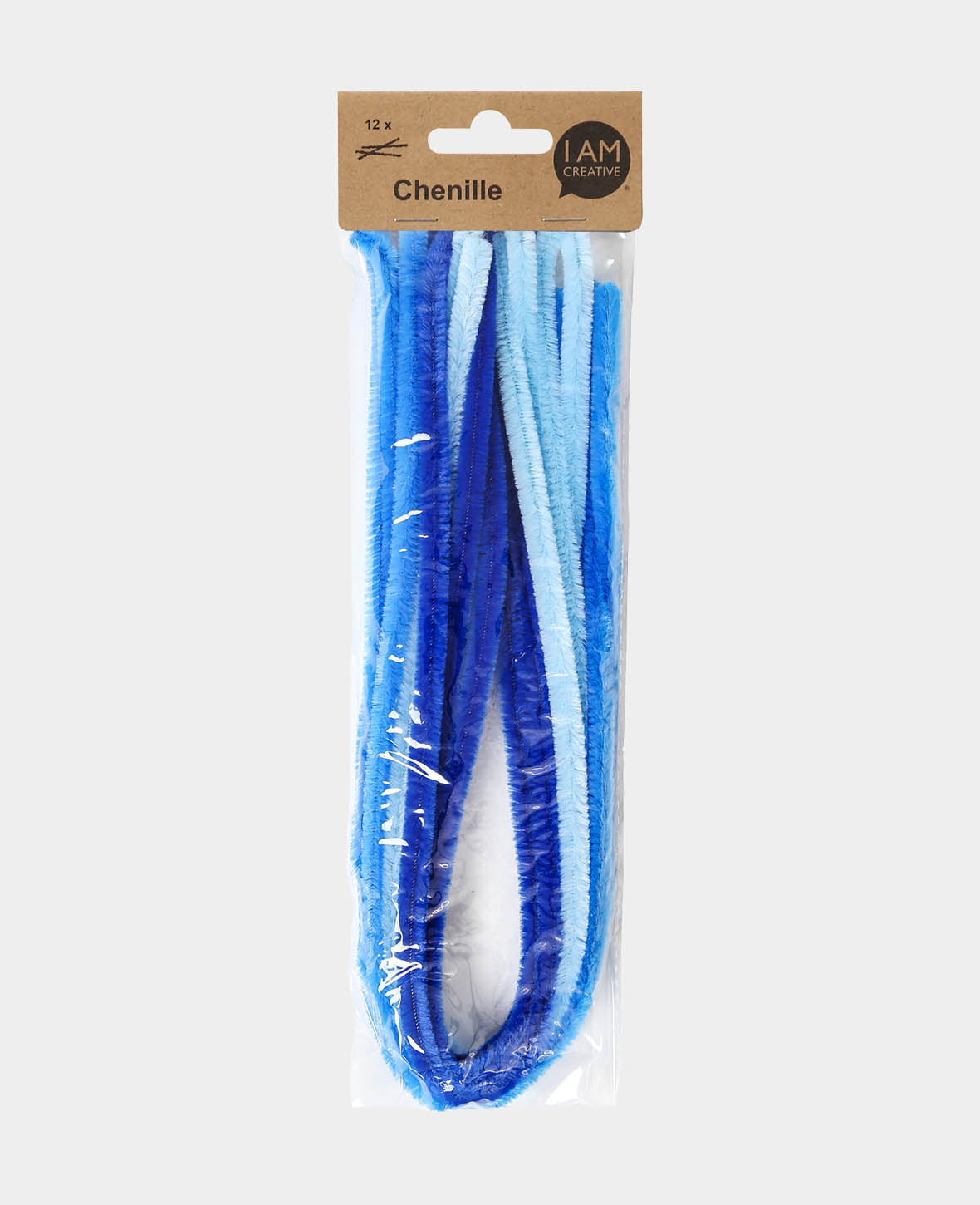 Fil chenille / cure-pipe, mélange bleu, ø 9 mm x 50 cm, 12 pièces
