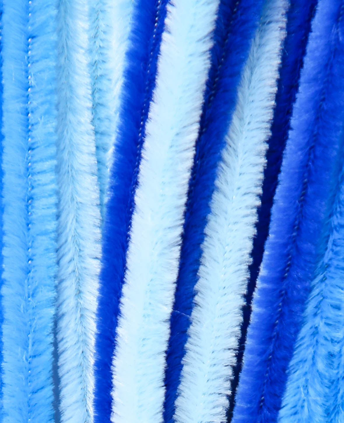 Fil chenille / cure-pipe, mélange bleu, ø 9 mm x 50 cm, 12 pièces