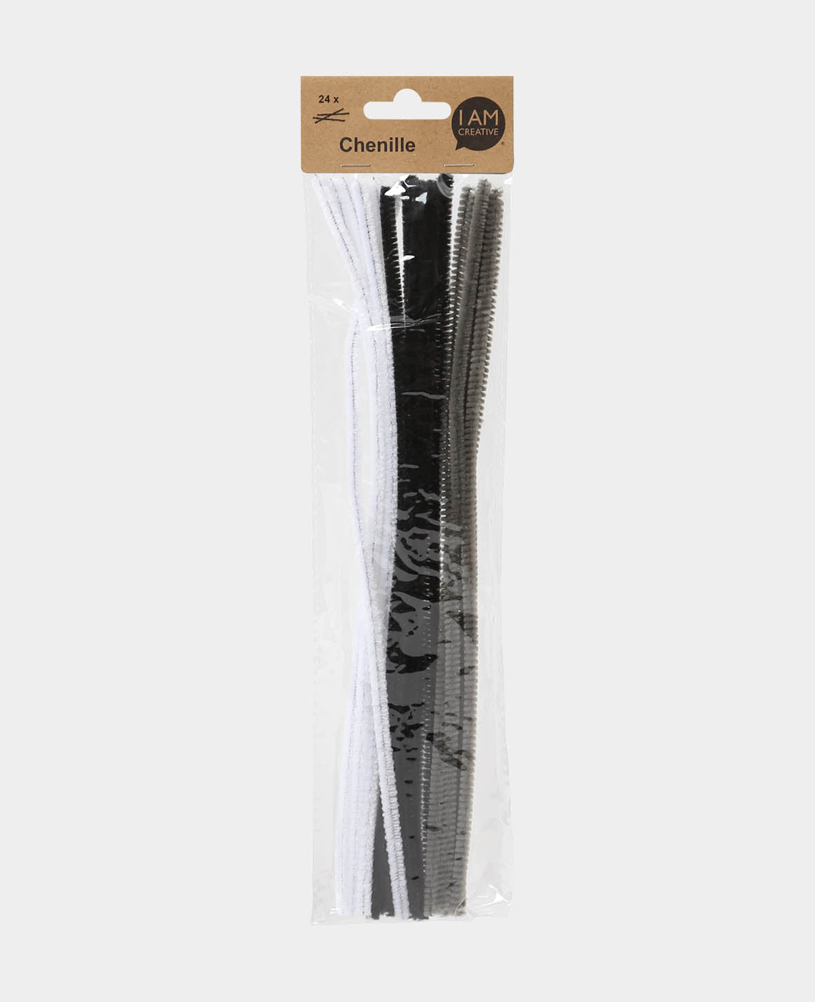 Chenilles / Cure-pipes, Noir & Blanc, ø 6 mm x 30 cm, 24 pièces