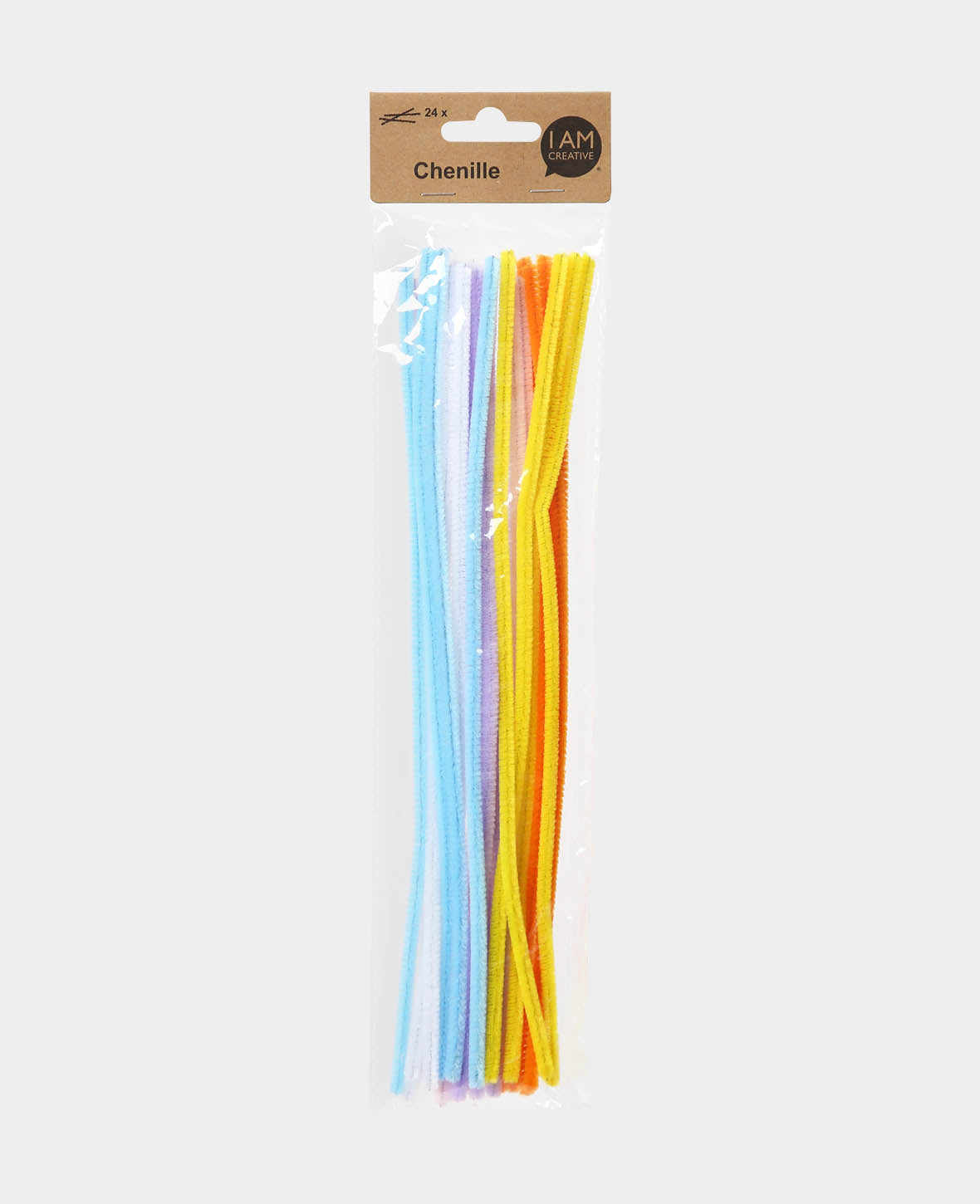 Fil chenille / cure-pipes, tons pastel, ø 6 mm x 30 cm, 24 pc.