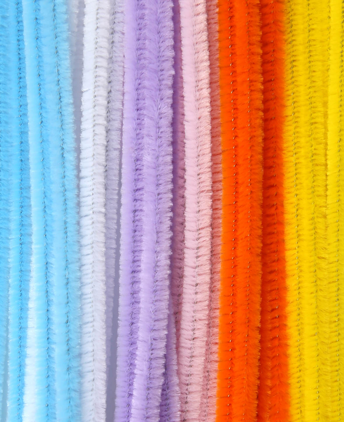 Fil chenille / cure-pipes, tons pastel, ø 6 mm x 30 cm, 24 pc.