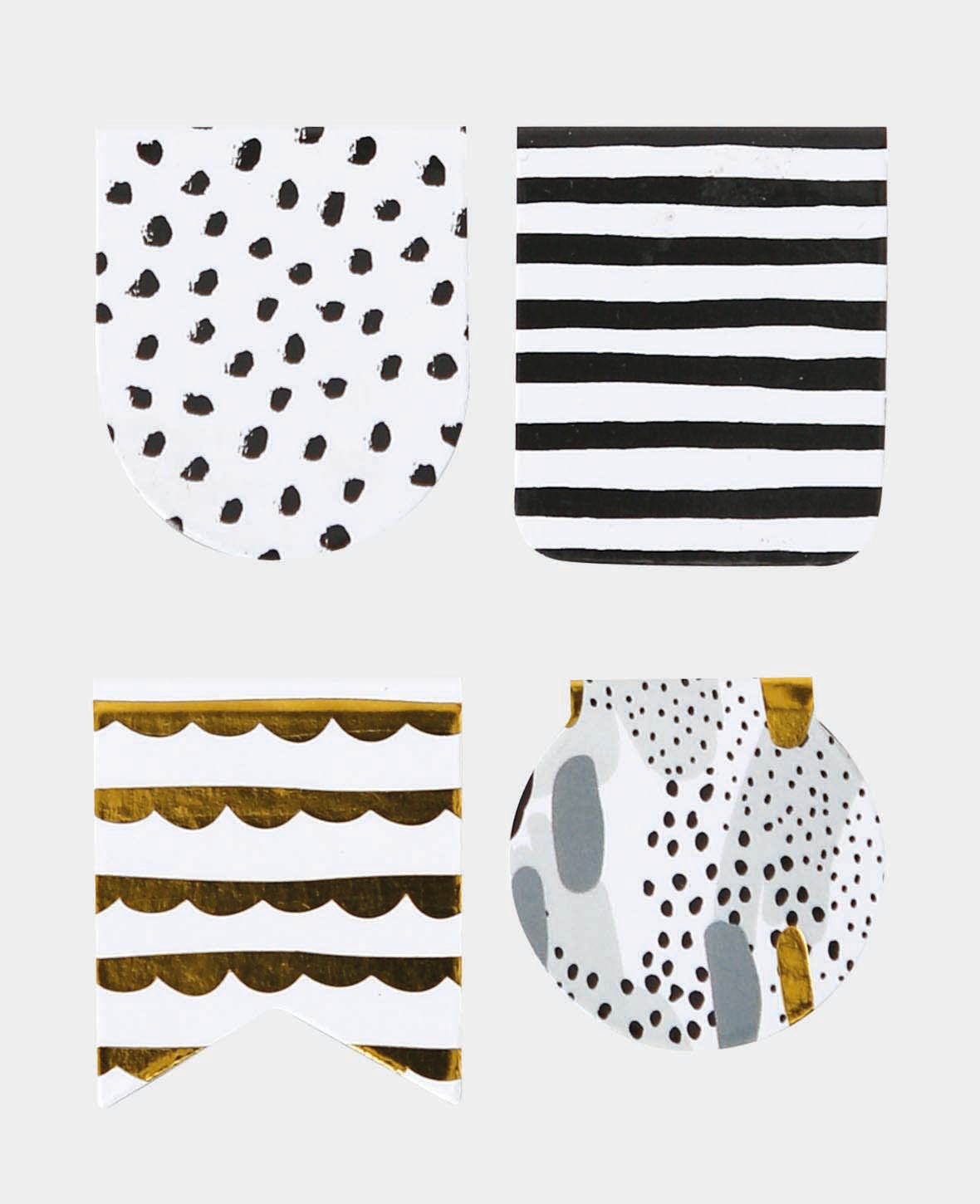 Magnetic Bookmark, assorted patterned, leaves no marks due to magnet, approx. 2.5 x 3 cm, Black & Gold, 4 pcs.
