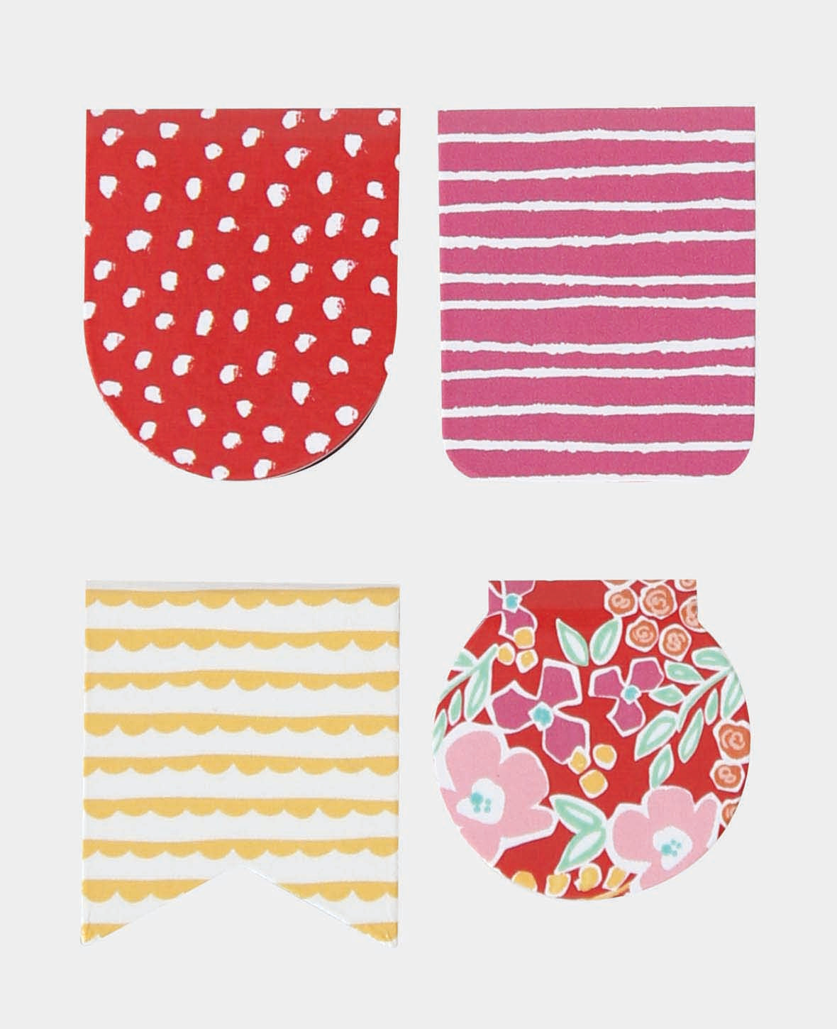 Magnetic Bookmark, assorted patterned bookmarks, leaves no marks due to magnet, approx. 2.5 x 3 cm, Red & Yellow, 4 pcs.
