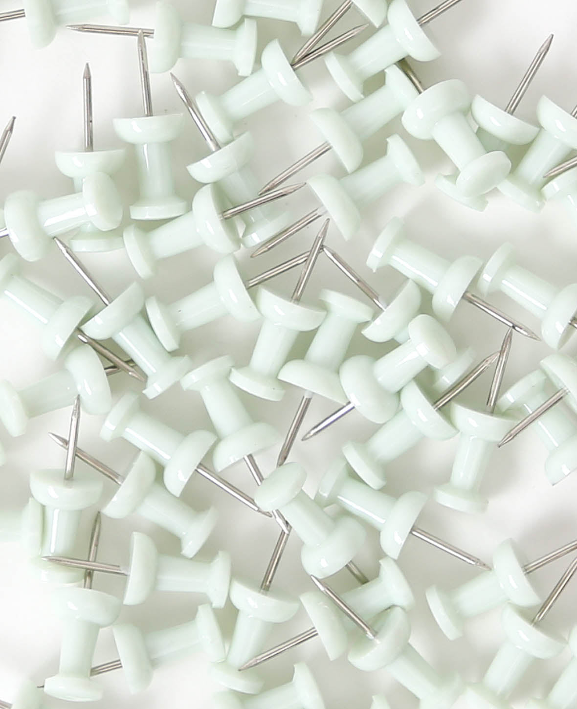 Punaise, Punaises à pointe longue et tête plastique adhérente pour tableaux d'affichage, Vert clair, ø 9 x 24 mm, 100 pcs