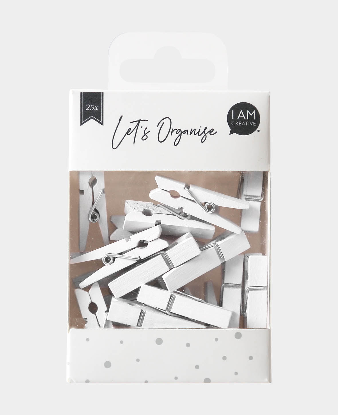 Pinces à linge en bois, blanc, 7 x 10 x 35 mm, 25 pces
