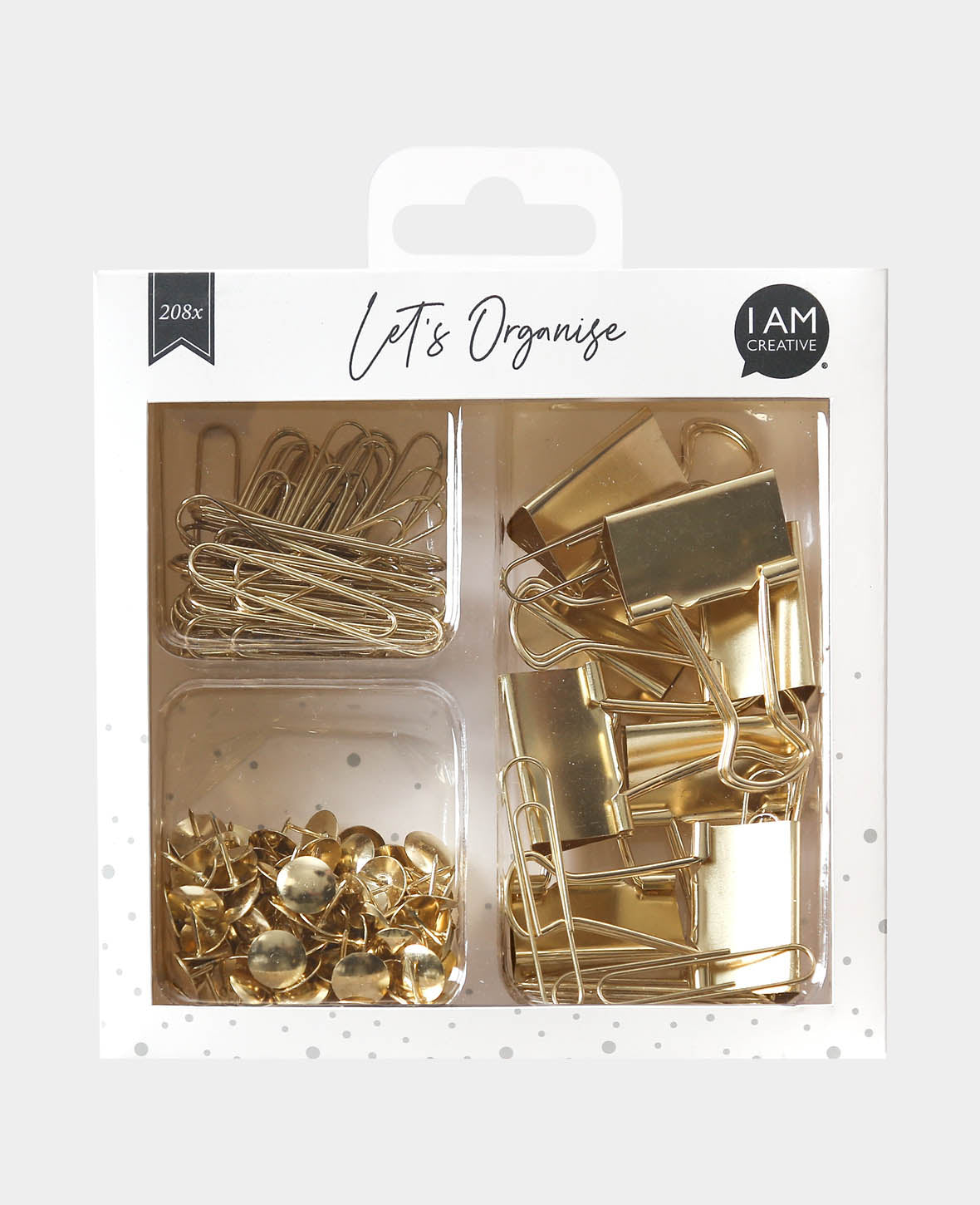Set de clips doré, 32 mm, 49 x 10 mm, ø 10 x 10 mm, 208 p.