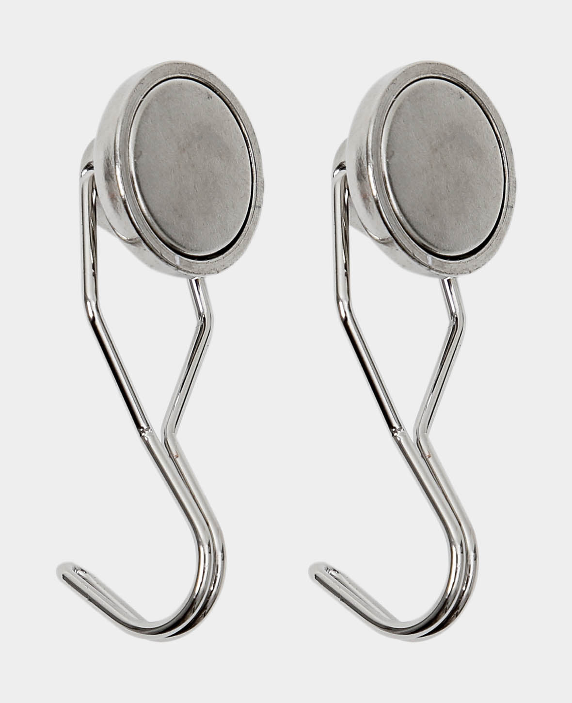 Extra strong magnetic hooks, magnets with movable wire hook, silver, 2.5 x ø 2.5 x 6.5 cm, 2 pieces