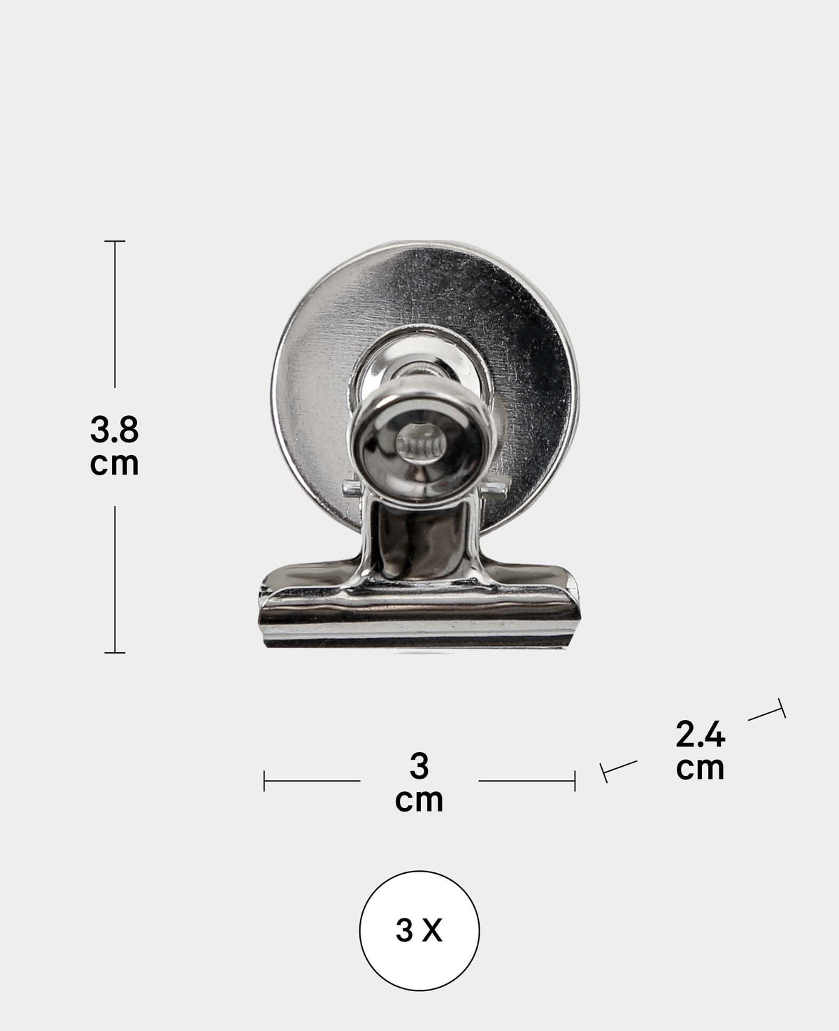 Magnete mit Briefklammer stark, Magnetklammern mit guter Klemmkraft, Silber, 3 x 2.4 x 3.8 cm, 3 Stück