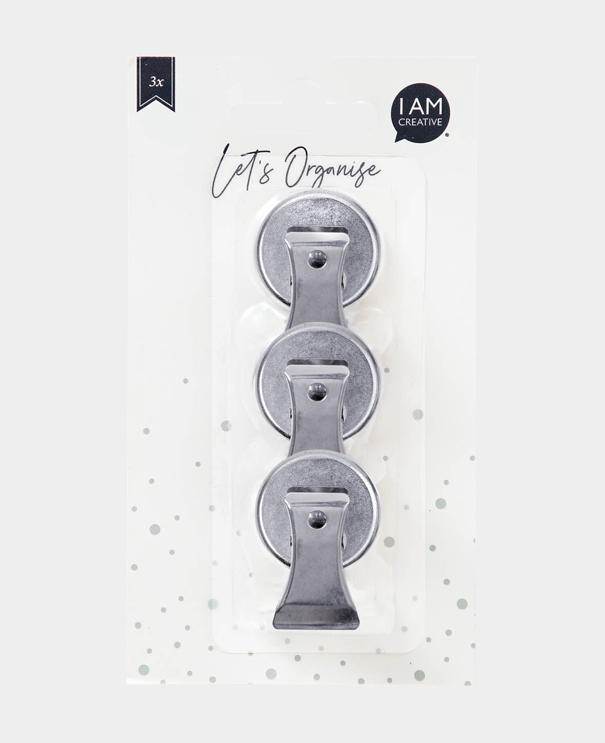 XL Magnets with Clip Strong, Magnetic Clips with Good Clamping Force, Silver, 3.6 x 2.4 x 5 cm, 3 Pieces
