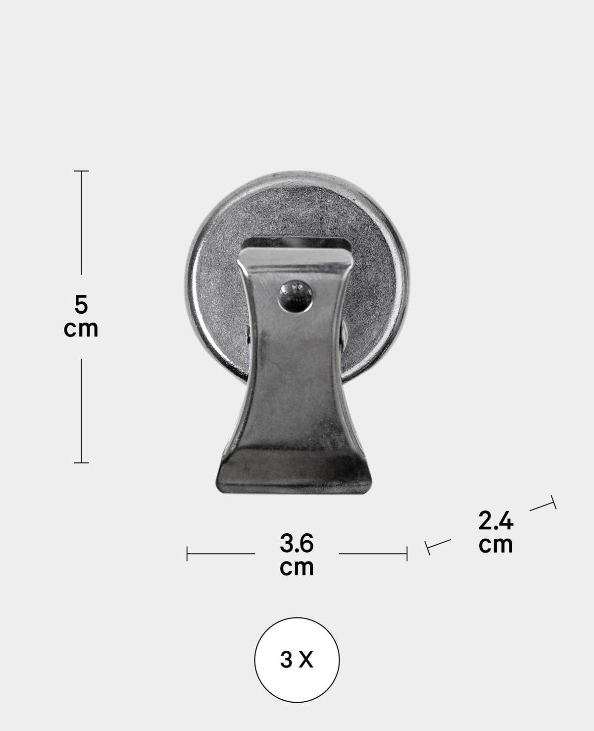 Aimants XL puissants avec pince, pinces aimantées à forte adhérence, Argent, 3,6 x 2,4 x 5 cm, 3 pièces
