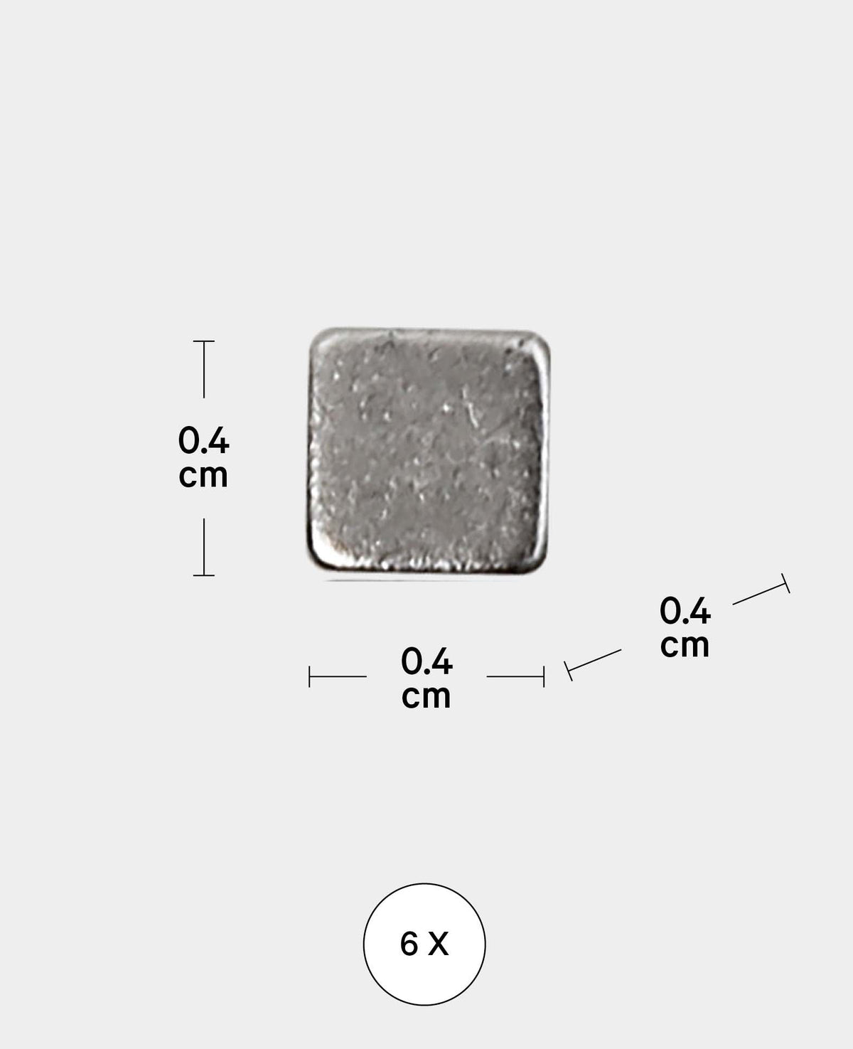 Strong Square Magnets, Cube Magnets with Good Adhesion, Silver, 0.4 x 0.4 x 0.4 cm, 6 Pieces
