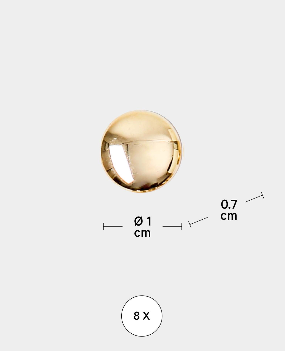 Dekomagnete rund, Knopfmagnete, Gold, ø 1 x 0.7 cm, 8 Stück
