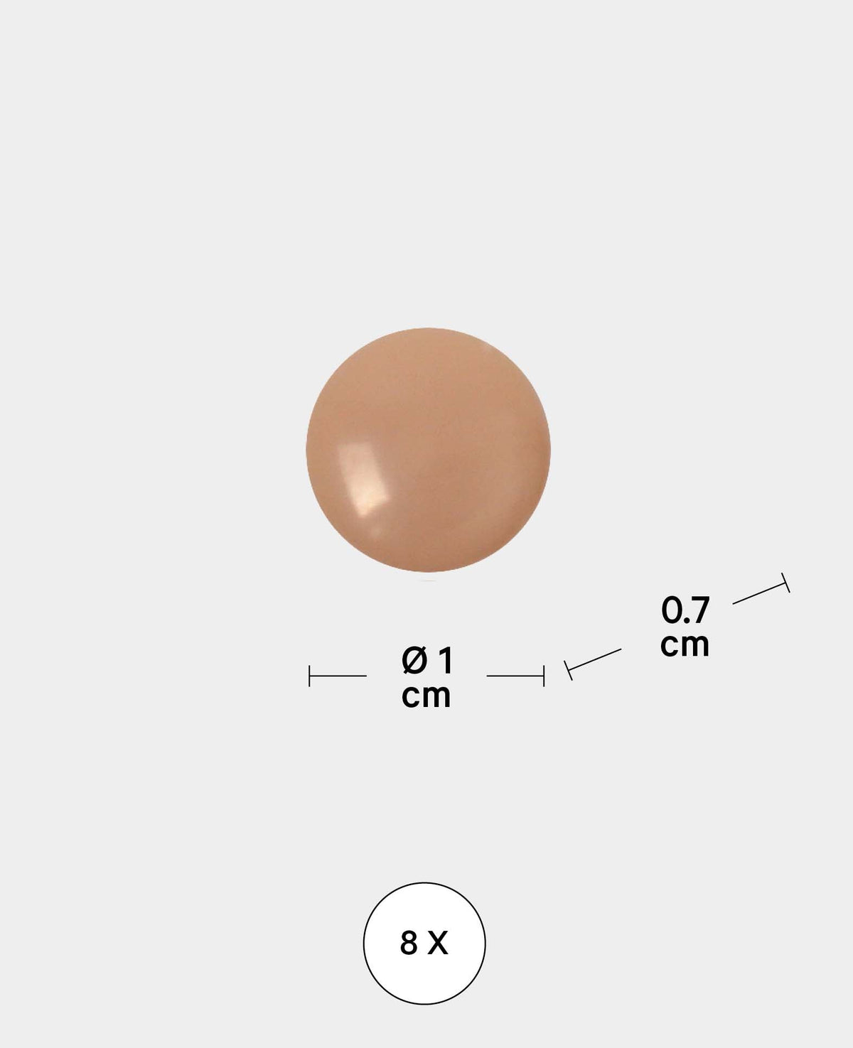 Dekomagnete rund, Knopfmagnete, Rosa, ø 1 x 0.7 cm, 8 Stück