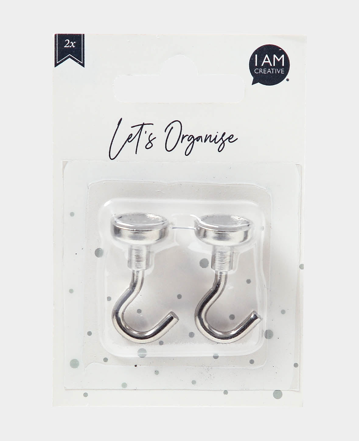 Strong Magnetic Hooks, Magnets with Removable Hook, Silver, ø 1.6 x 3.6 cm, 2 Pieces