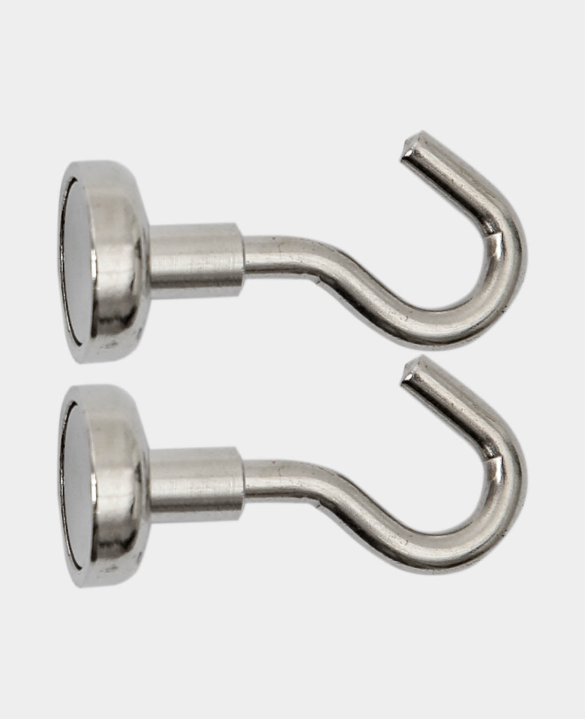 Strong Magnetic Hooks, Magnets with Removable Hook, Silver, ø 1.6 x 3.6 cm, 2 Pieces