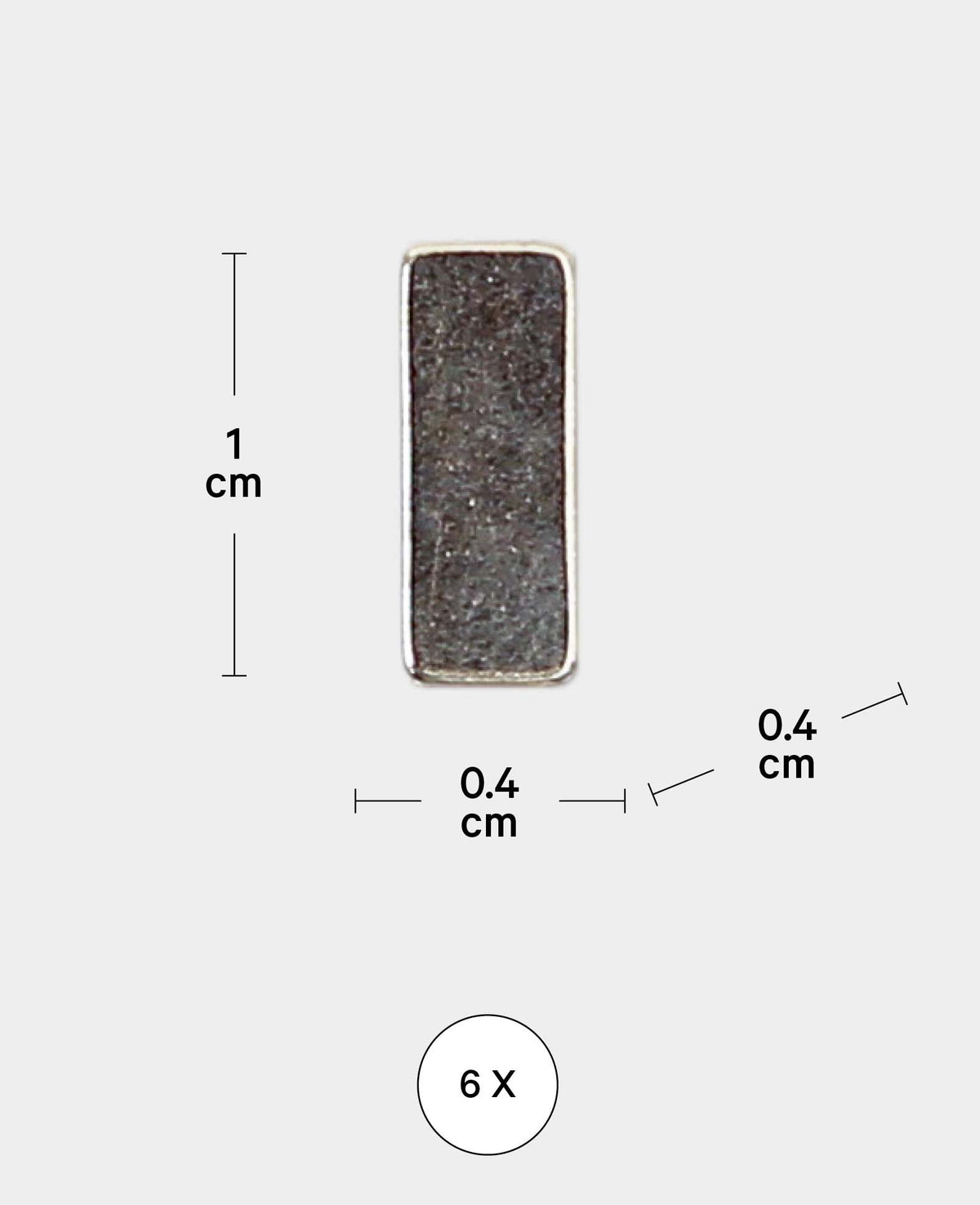 Strong rod magnets, bar magnets with good adhesive force, silver, 0.4 x 0.4 x 1 cm, 6 pieces