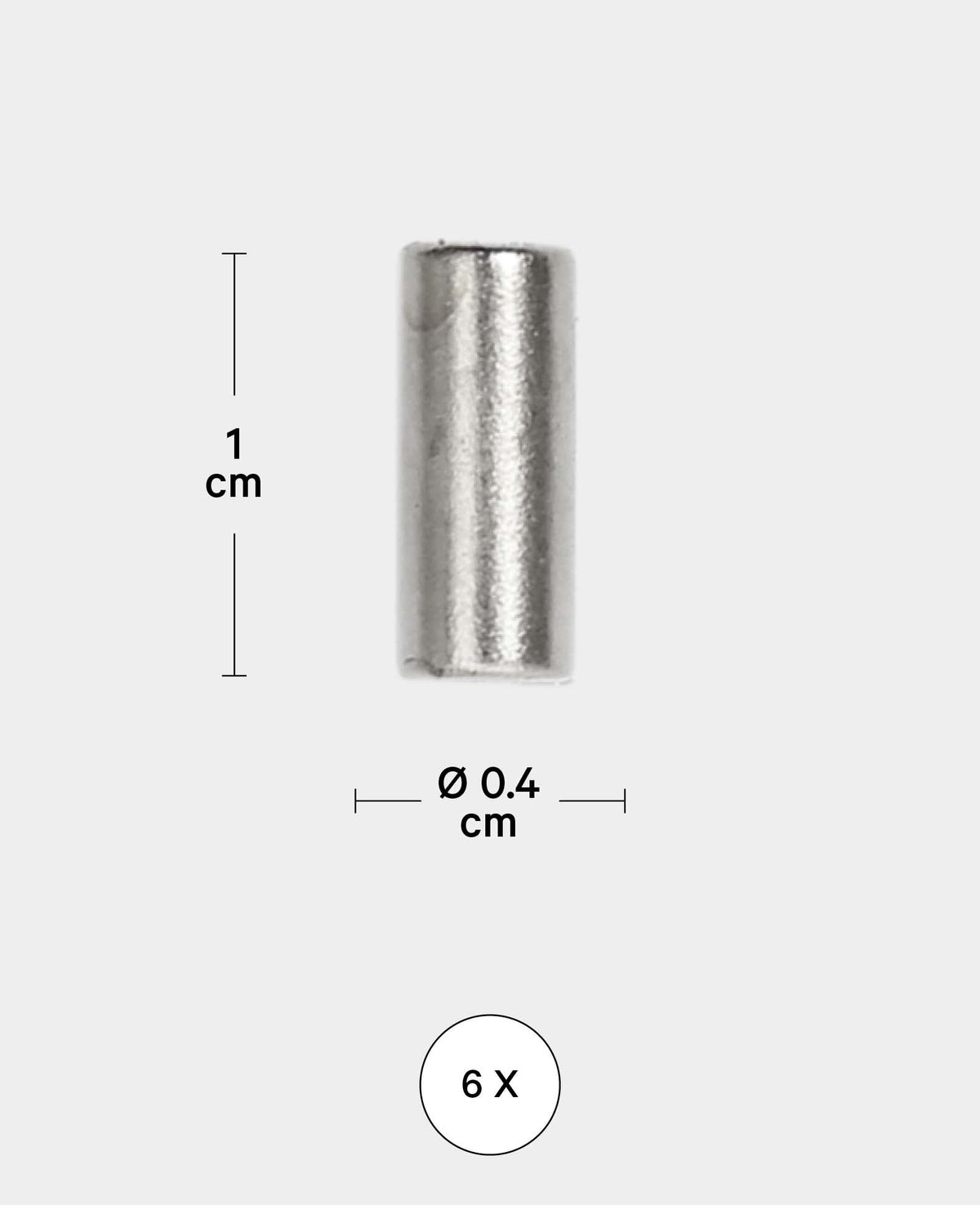 Magnete Stab stark, Zylindermagnete für diverse Bastelarbeiten, Silber, ø 0.4 x 1 cm, 6 Stück