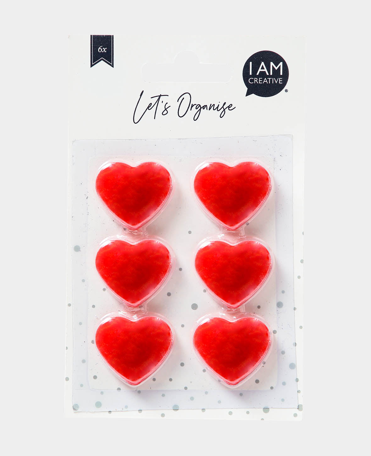 Magnets Heart strong, Decoration Magnets, Red, 0.5 x 3 x 2.7 cm, 6 pieces
