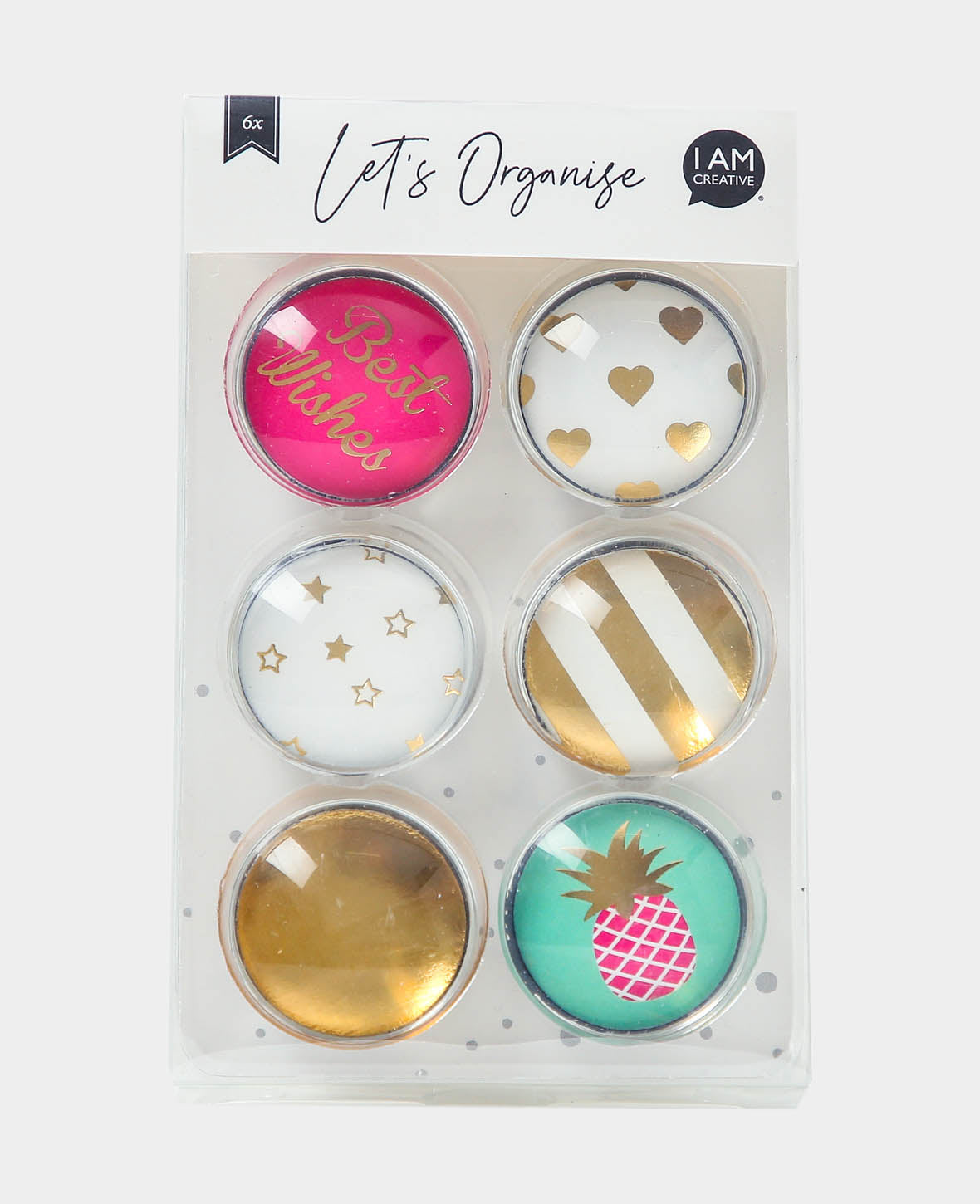 Magnets Glass Summer, Decorative Magnets, Colourful, ø 3 x 1 cm, 6 Pieces