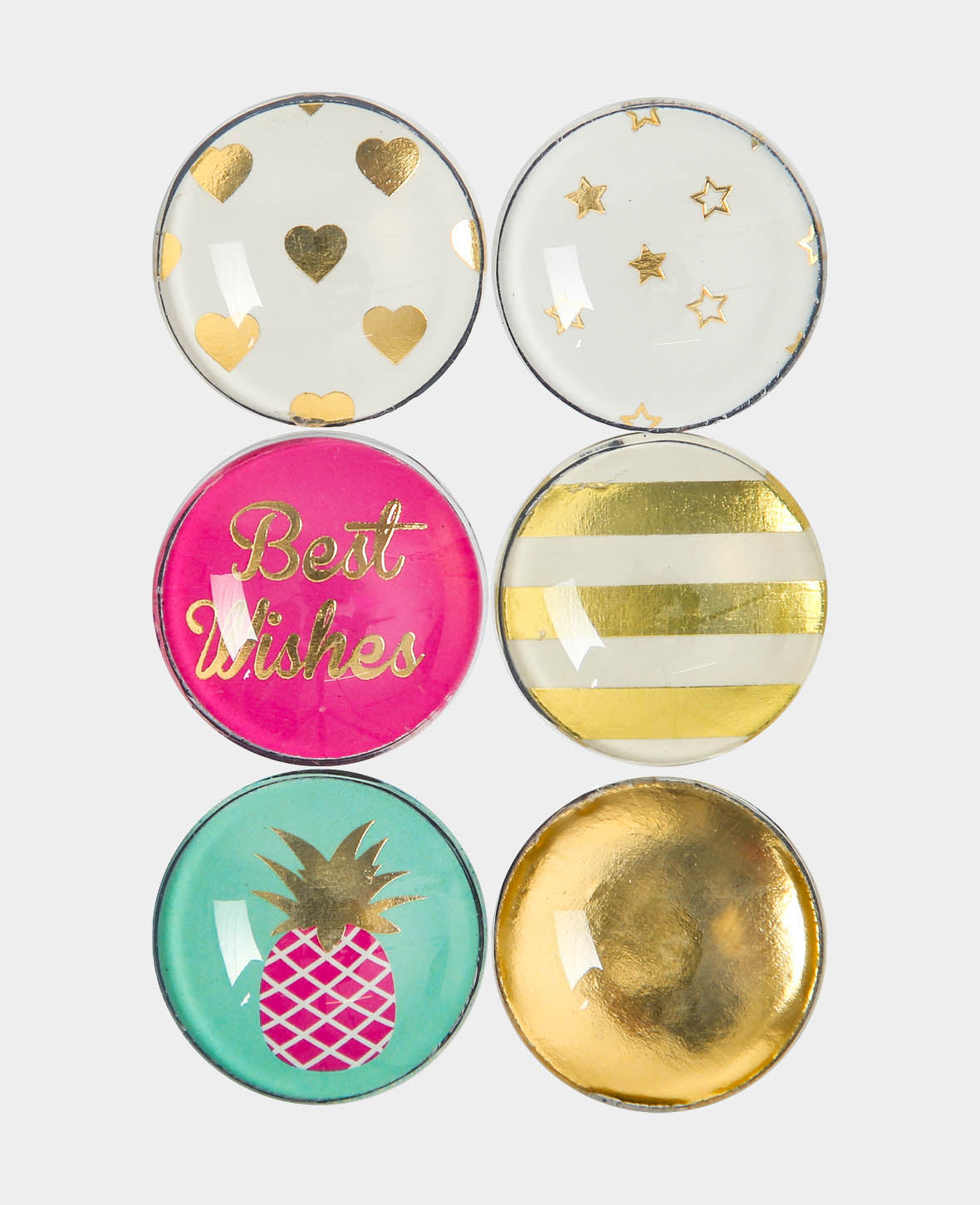 Magnets Glass Summer, Decorative Magnets, Colourful, ø 3 x 1 cm, 6 Pieces