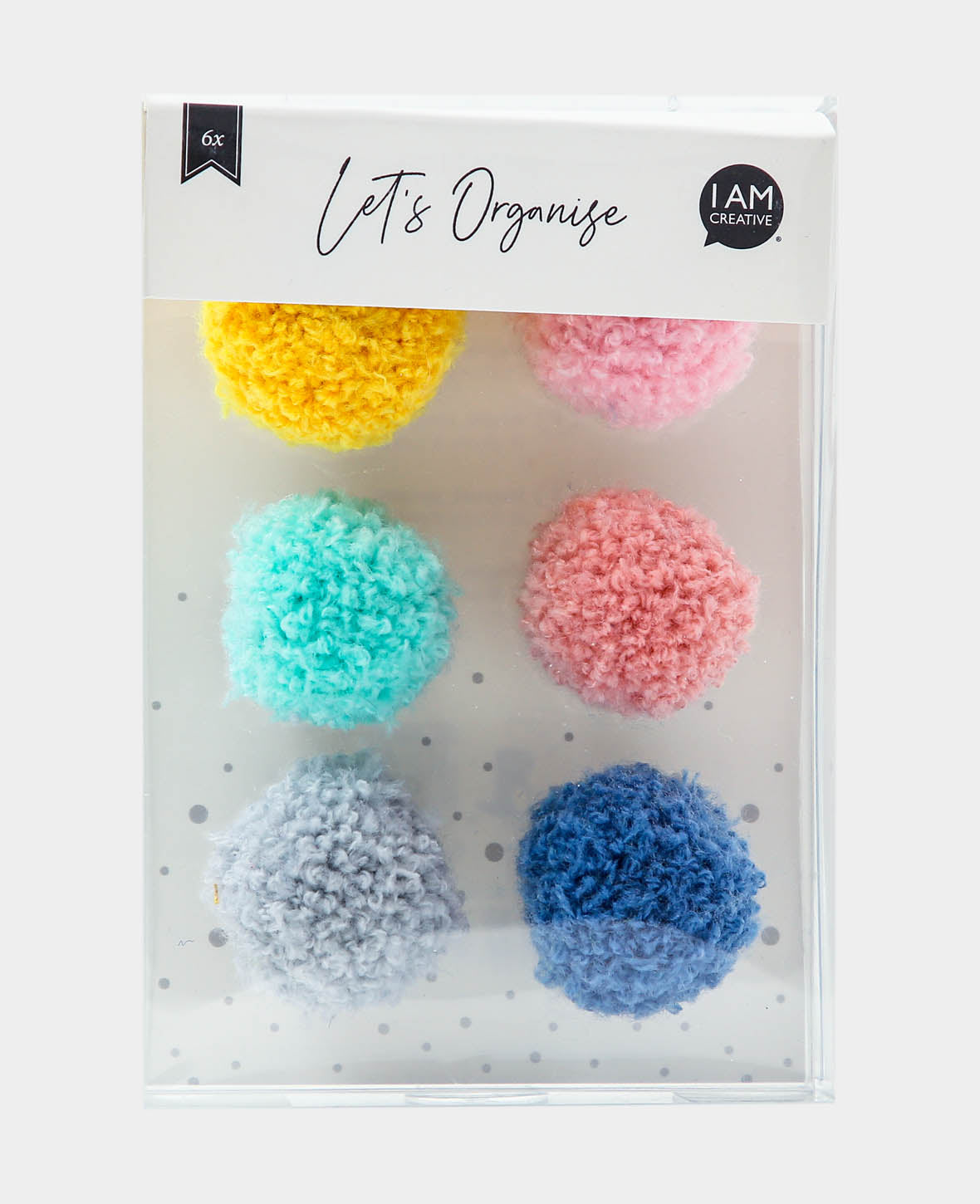 Pom-pom magnets, decorative magnets, colourful, ø 3 cm, 6 pieces