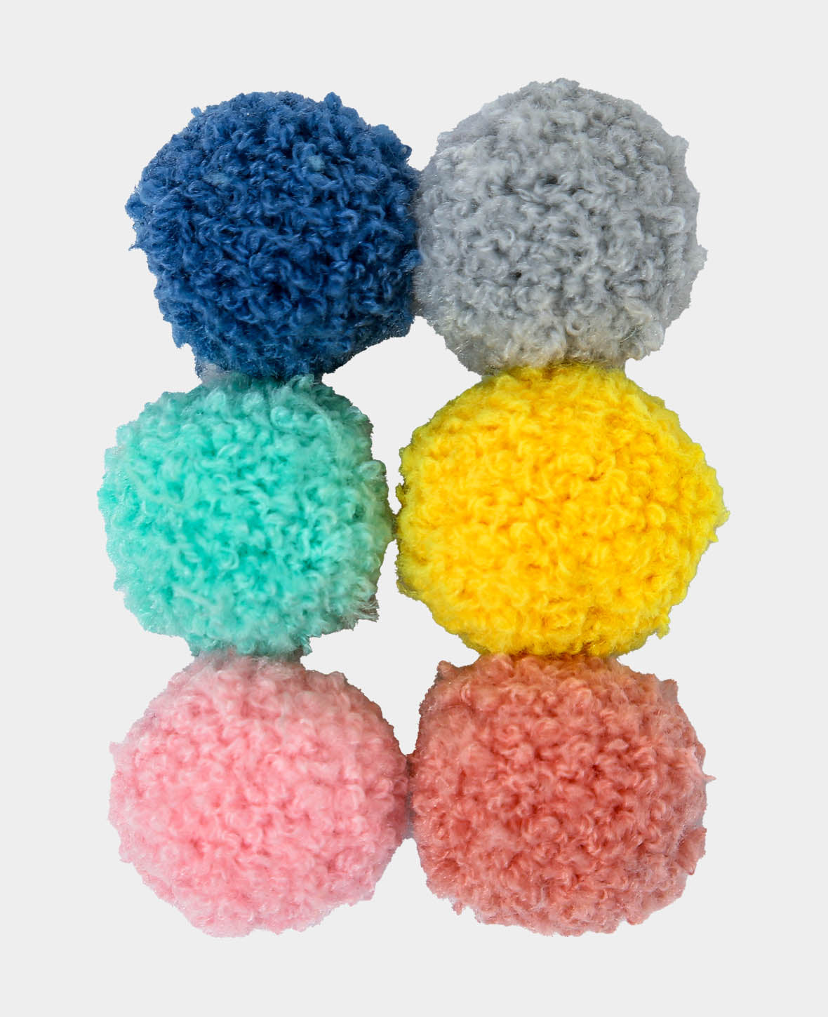 Pom-pom magnets, decorative magnets, colourful, ø 3 cm, 6 pieces