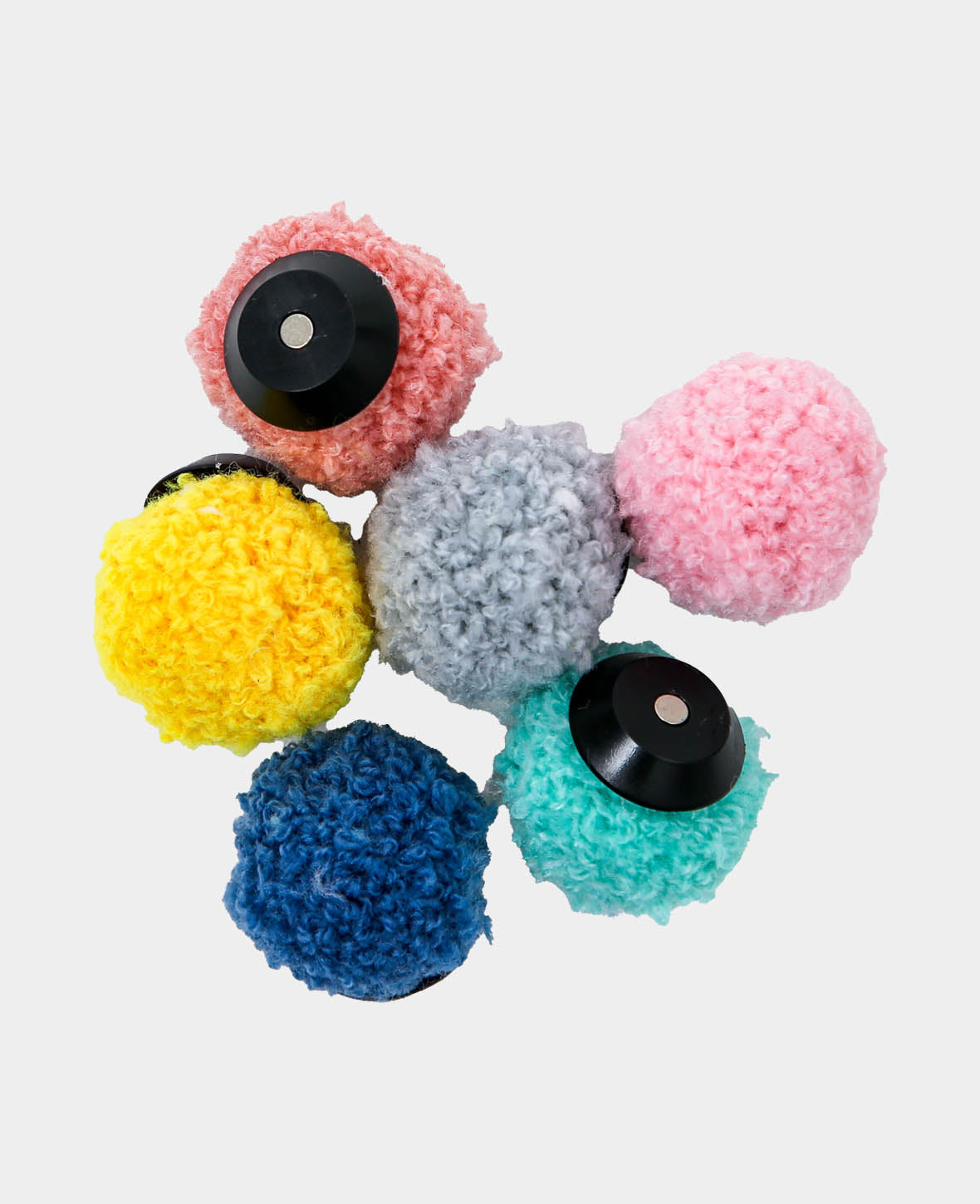 Aimants Pompon, Aimants décoratifs, Colorés, ø 3 cm, 6 pièces