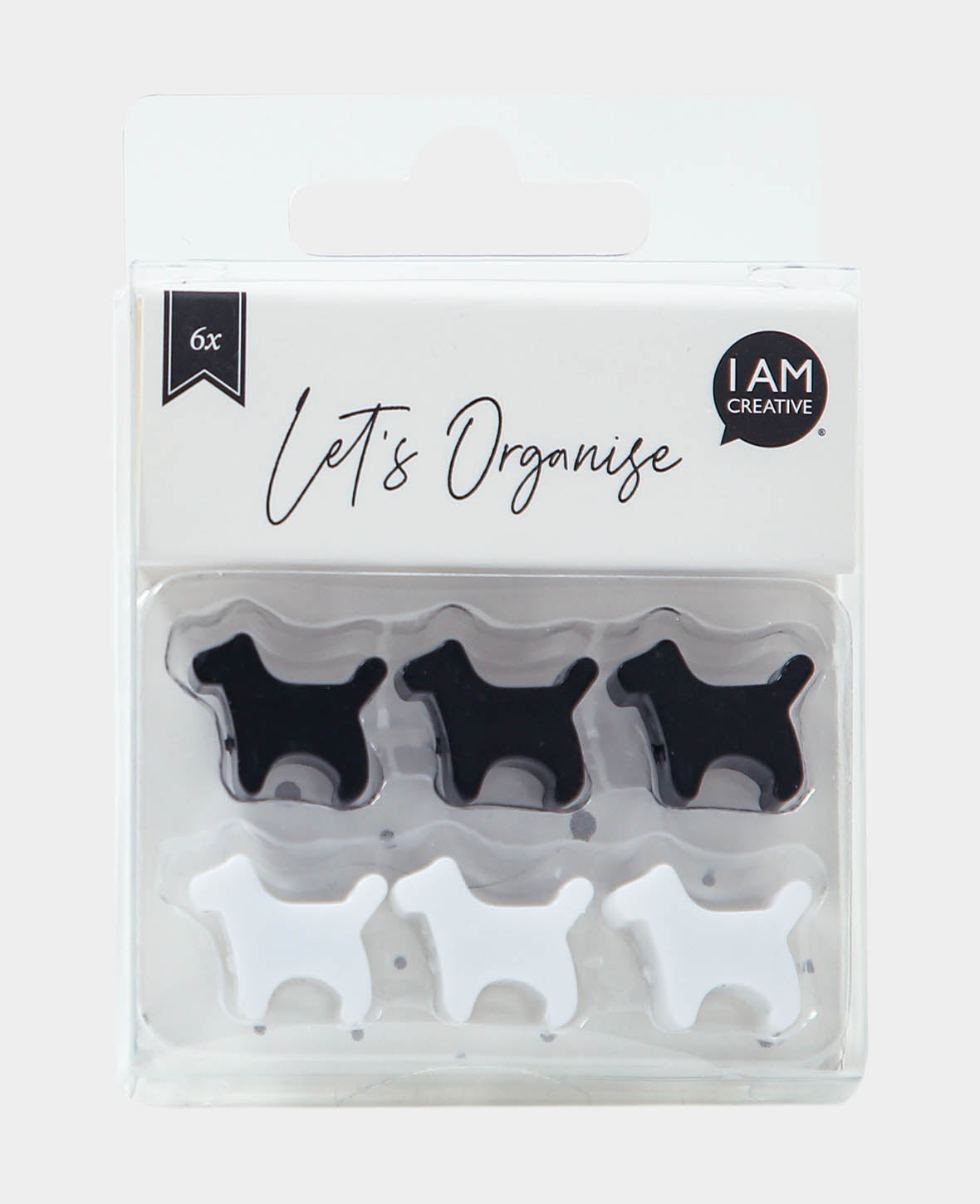 Dog Magnets, Decorative Magnets, Black & White, 0.7 x 1.9 x 1.6 cm, 6 Pieces