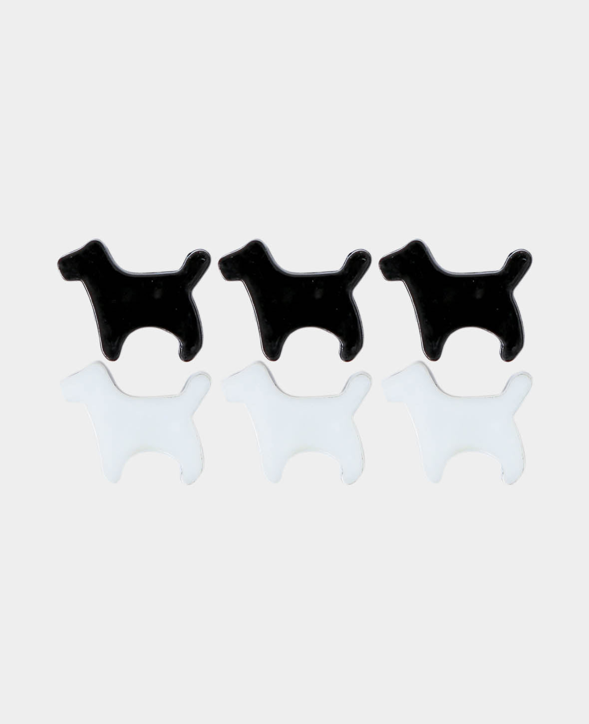 Dog Magnets, Decorative Magnets, Black & White, 0.7 x 1.9 x 1.6 cm, 6 Pieces