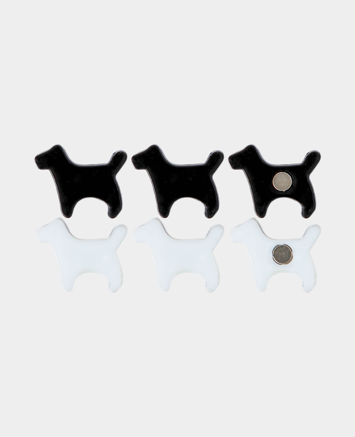 Aimants Chien, Aimants décoratifs, Noir & Blanc, 0.7 x 1.9 x 1.6 cm, 6 pièces