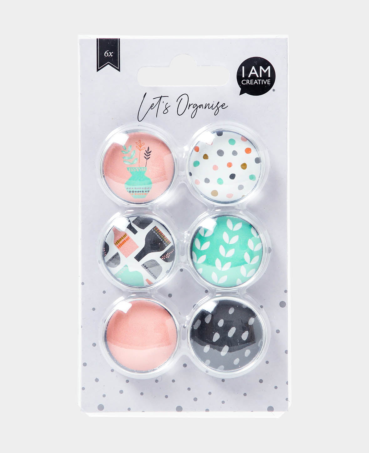 Magnets Glass Fresh, Decorative Magnets, Colorful, ø 3 x 1 cm, 6 Pieces
